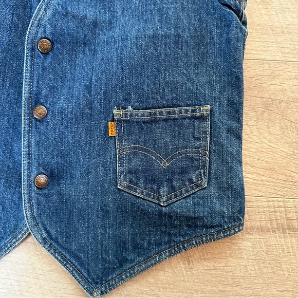 VTG 1970s Orange Tab Made in USA Levi’s Denim Vest - Picture 3 of 9
